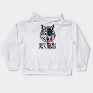 American Flag Wolf Kids Hoodie